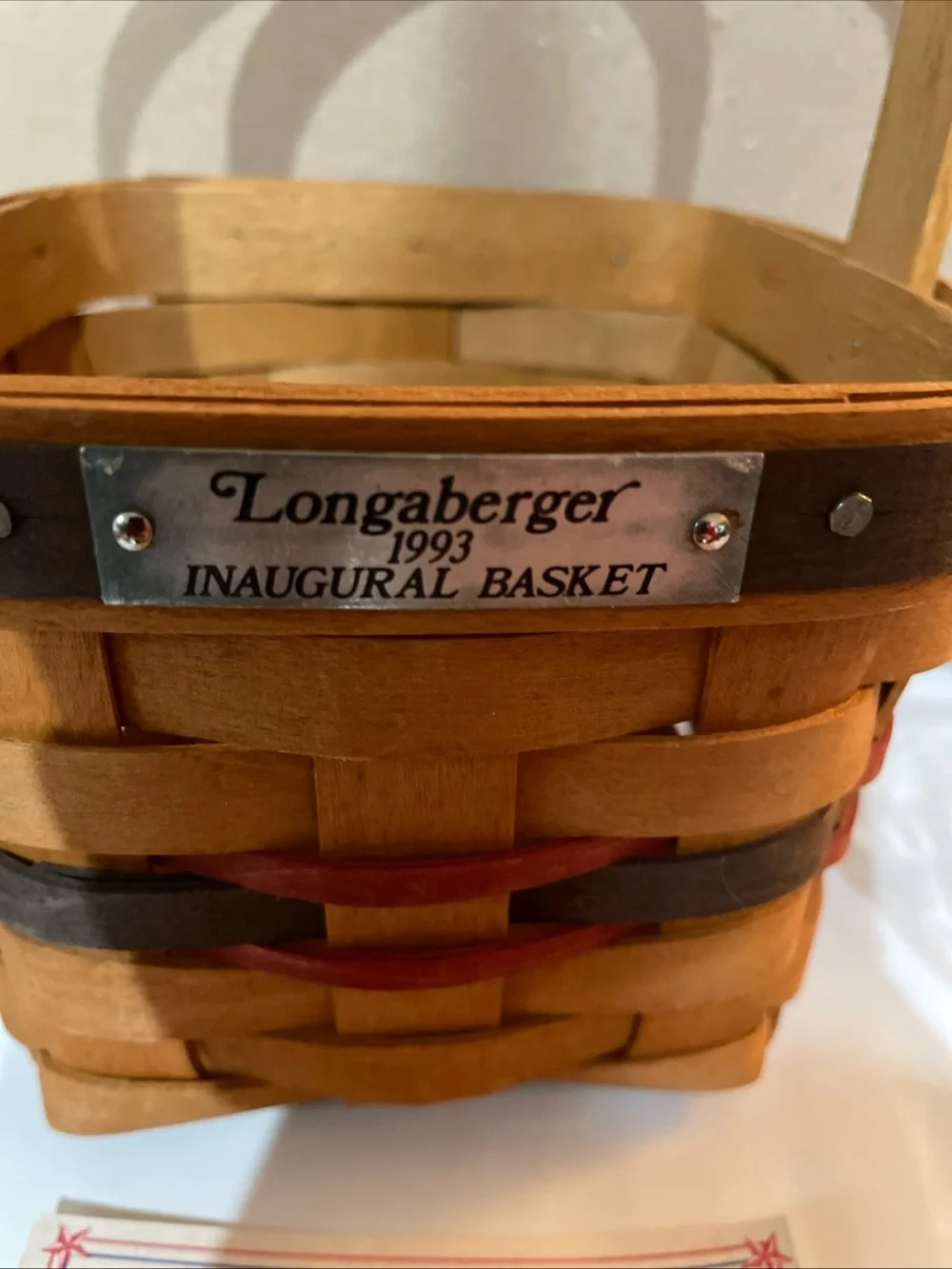 Longaberger 1993 Inaugural Basket 5 x 4.5   With plastic liner/description card